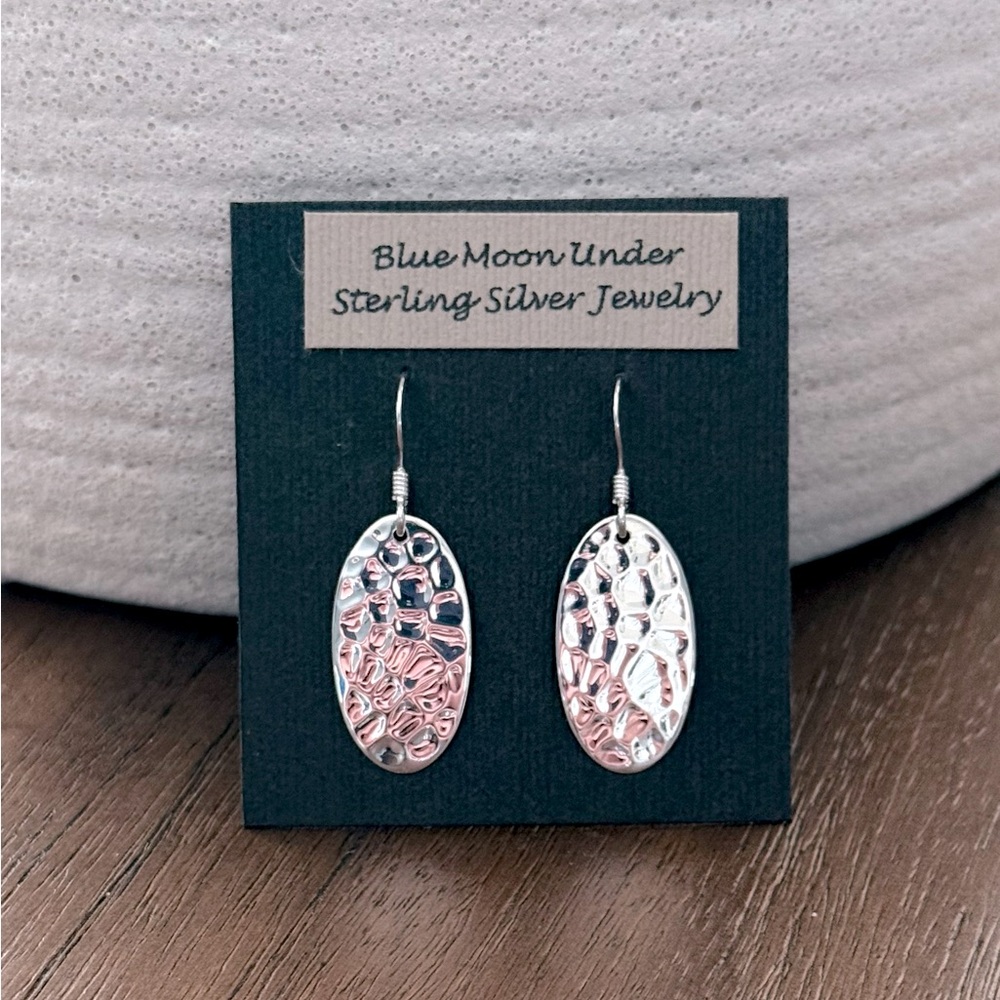 925 Sterling Silver Hammered Drop Dangle Earrings! NEW!